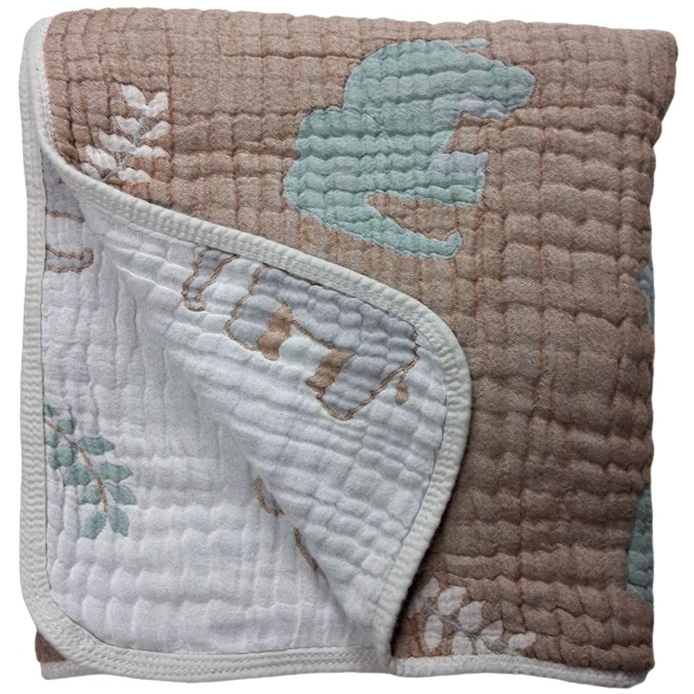 Hardnok Muslin Baby Blanket Viscose Bamboo 43" x 43"โ Brown Elephant Gray SOFT